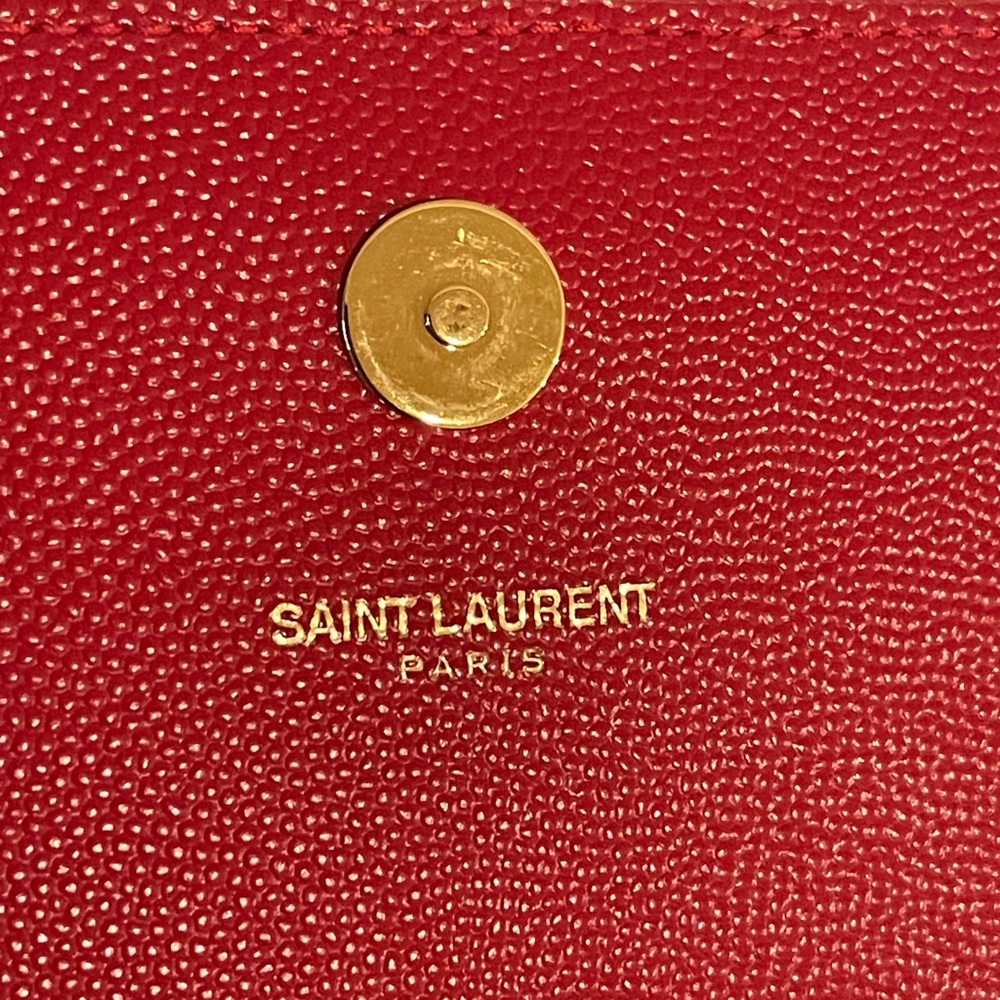 Yves Saint Laurent Red Clutch with Gold Logo - Picture 8 of 11